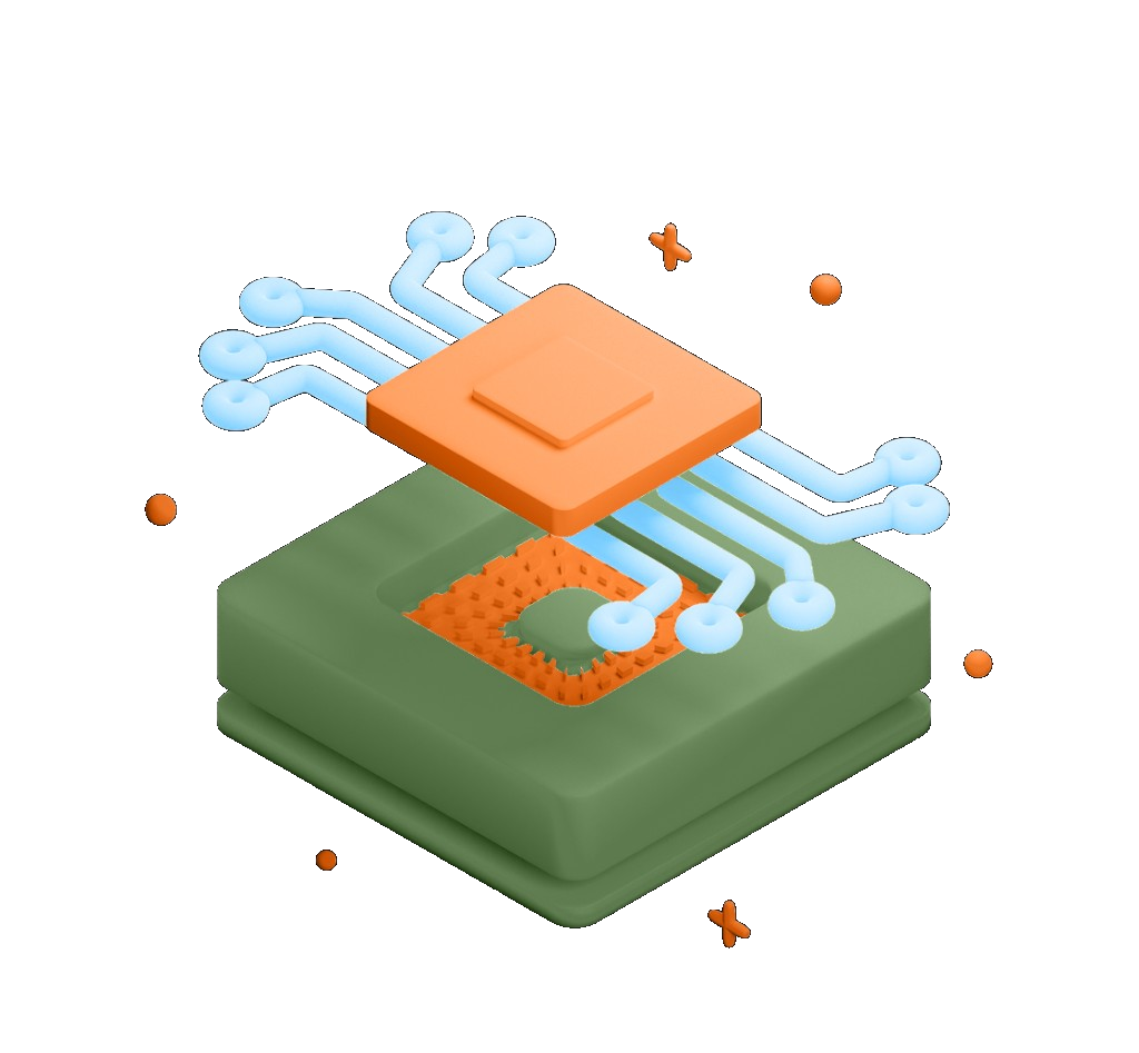 3D işlemci illüstrasyonu — Knowleft sertifikası